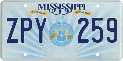 MS license plate ZPY259
