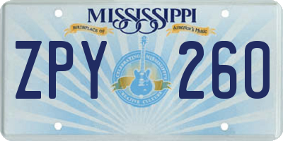 MS license plate ZPY260
