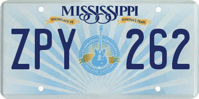 MS license plate ZPY262