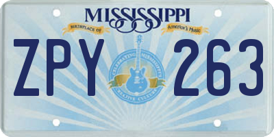 MS license plate ZPY263