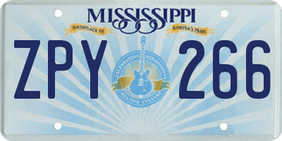 MS license plate ZPY266