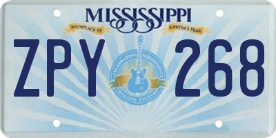 MS license plate ZPY268
