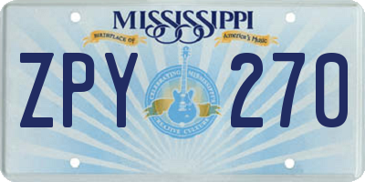 MS license plate ZPY270