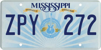 MS license plate ZPY272