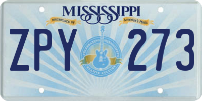 MS license plate ZPY273