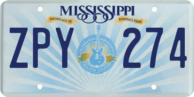 MS license plate ZPY274