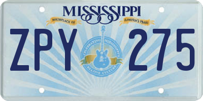 MS license plate ZPY275