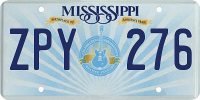 MS license plate ZPY276