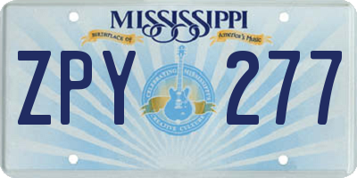 MS license plate ZPY277