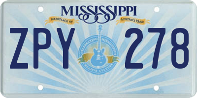 MS license plate ZPY278