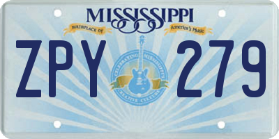 MS license plate ZPY279