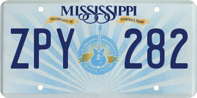 MS license plate ZPY282
