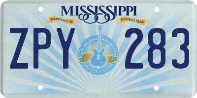 MS license plate ZPY283