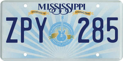 MS license plate ZPY285