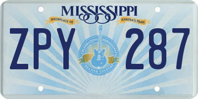 MS license plate ZPY287