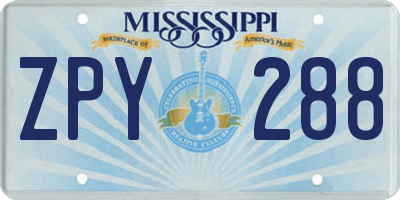 MS license plate ZPY288