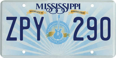 MS license plate ZPY290