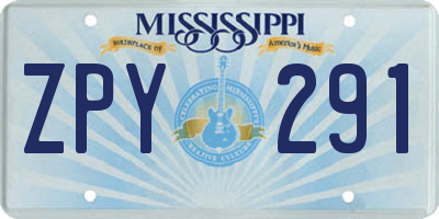 MS license plate ZPY291