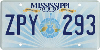 MS license plate ZPY293