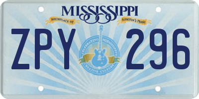 MS license plate ZPY296