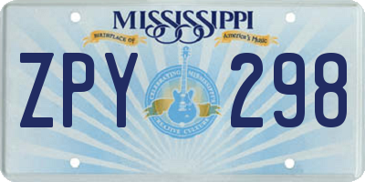 MS license plate ZPY298