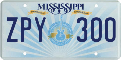 MS license plate ZPY300