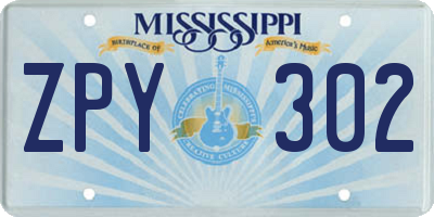 MS license plate ZPY302