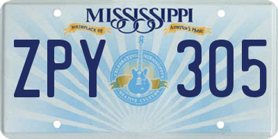MS license plate ZPY305