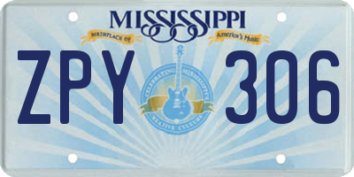 MS license plate ZPY306