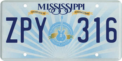 MS license plate ZPY316