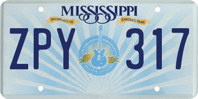 MS license plate ZPY317