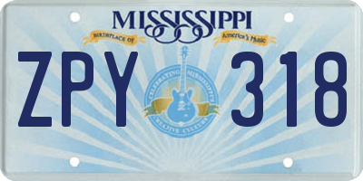 MS license plate ZPY318