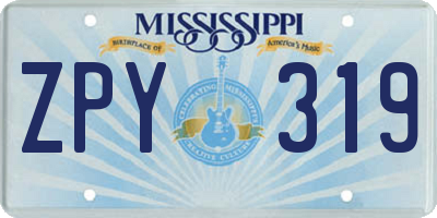 MS license plate ZPY319