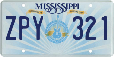 MS license plate ZPY321