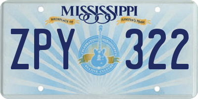 MS license plate ZPY322