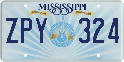 MS license plate ZPY324