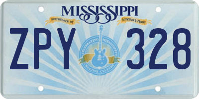 MS license plate ZPY328