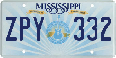 MS license plate ZPY332