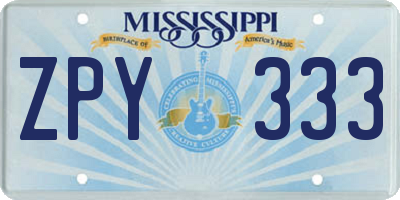 MS license plate ZPY333
