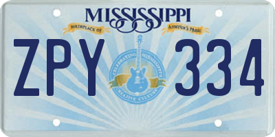 MS license plate ZPY334
