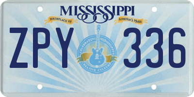 MS license plate ZPY336