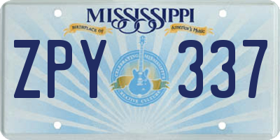MS license plate ZPY337