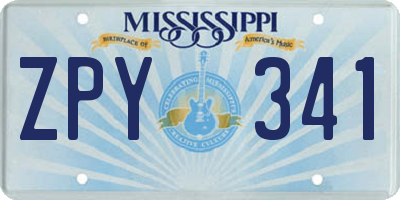 MS license plate ZPY341
