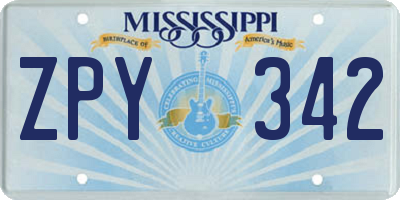 MS license plate ZPY342