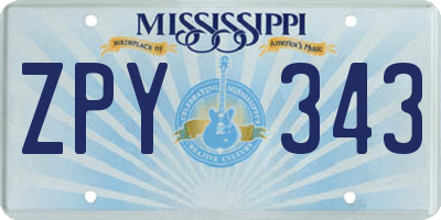 MS license plate ZPY343