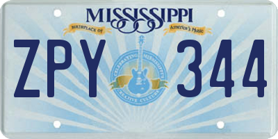 MS license plate ZPY344