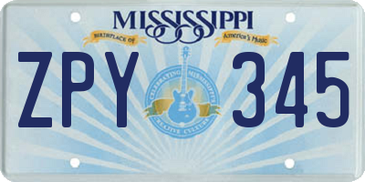 MS license plate ZPY345