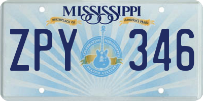 MS license plate ZPY346