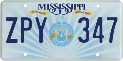 MS license plate ZPY347