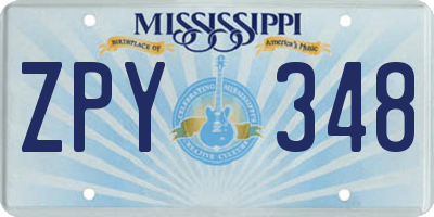 MS license plate ZPY348